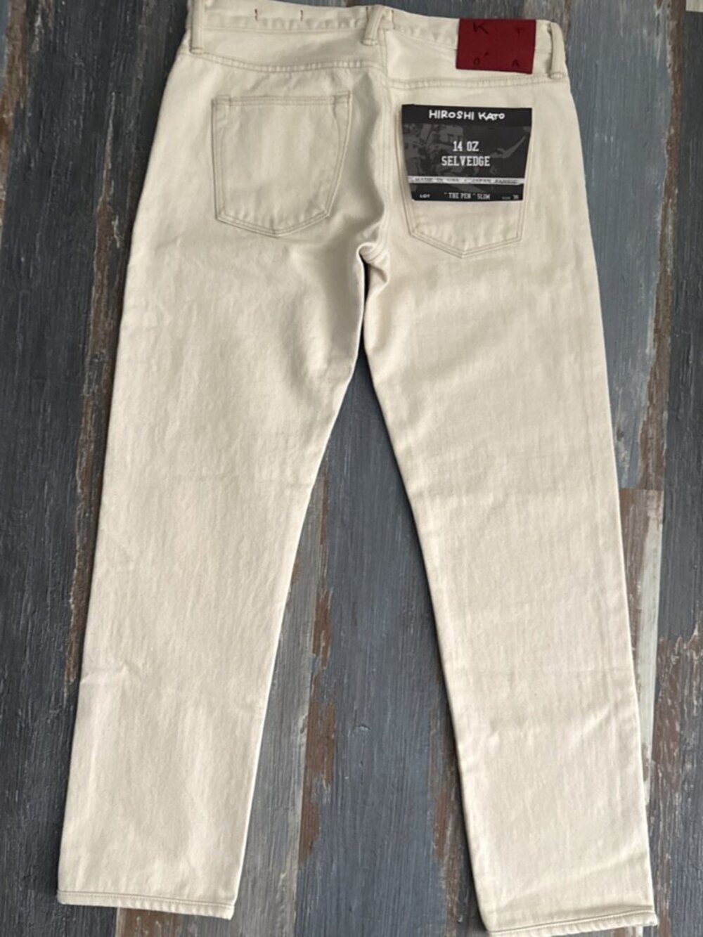 Hiroshi Kato Denim Jeans Mens 32x30 White Pen Slim Selvedge Raw Button Fly NEW